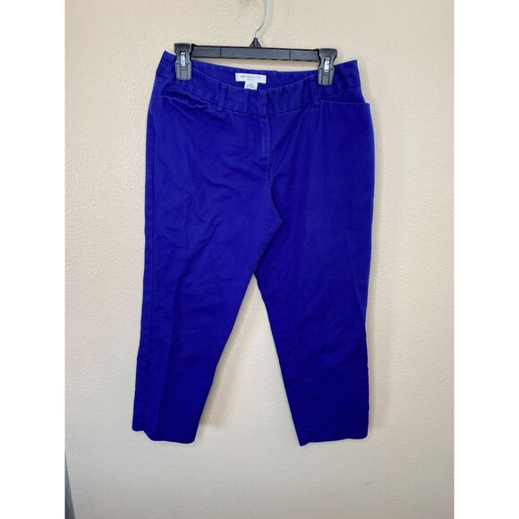 Liz Claiborne Womens Petite Royal Blue Stretch Cropped Pants Size 8P cotton - Picture 1 of 8